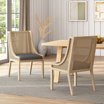 Christopher Knight Home - Chaises de salle à manger rembourrées en osier et bois Maurers (lot de 2)