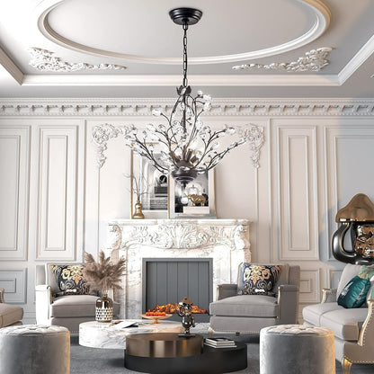 Maxax Lustre unique classique/traditionnel à 4 lumières avec accents en cristal