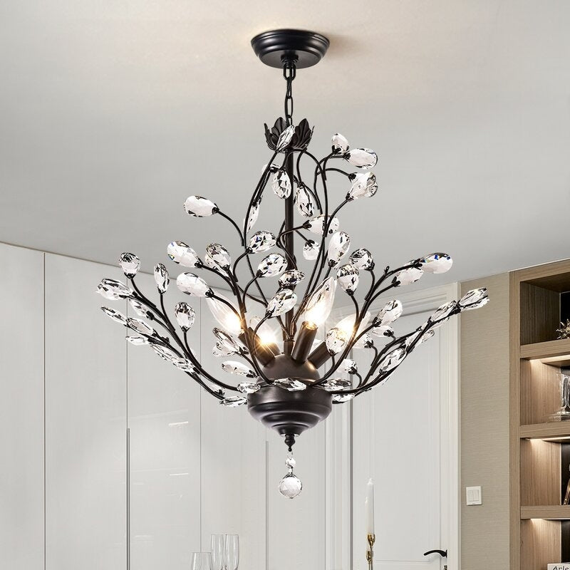 Maxax Lustre unique classique/traditionnel à 4 lumières avec accents en cristal