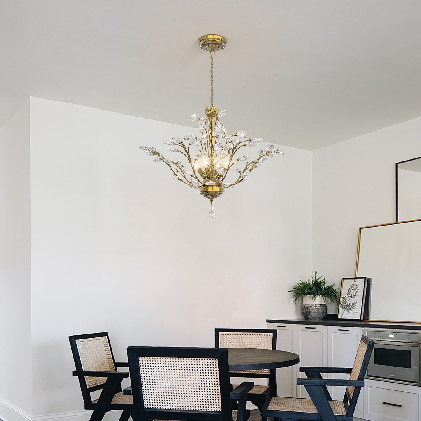 Maxax Lustre unique classique/traditionnel à 4 lumières avec accents en cristal