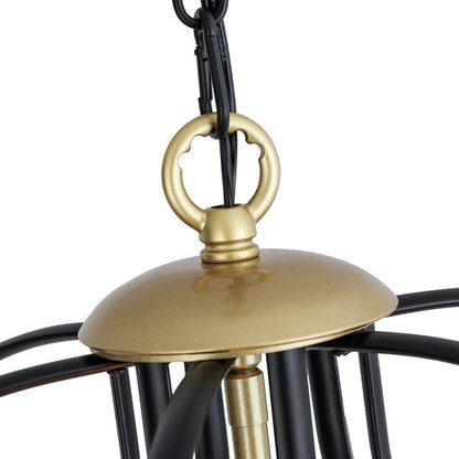 Maxax Lustre géométrique unique à 4 lumières avec accents en fer forgé - 17,7*17,3*17,3