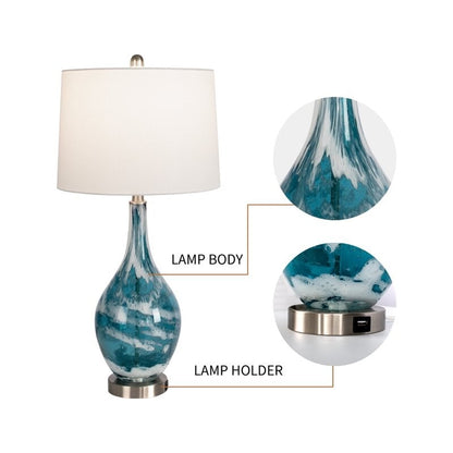 Lampes de chevet en verre avec port USB (lot de 2) - Lampe de bureau moderne