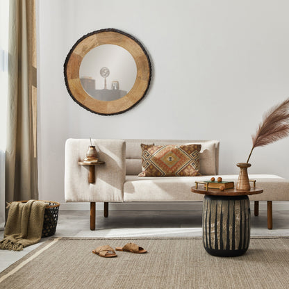 Miroir mural rond en bois à bords naturels Meredith de River of Goods - 30,5 x 1 x 30,5 cm