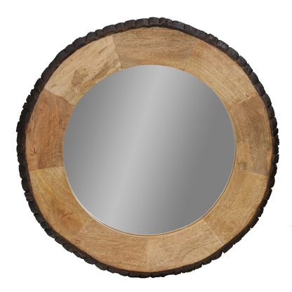 Miroir mural rond en bois à bords naturels Meredith de River of Goods - 30,5 x 1 x 30,5 cm