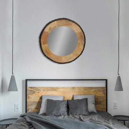 Miroir mural rond en bois à bords naturels Meredith de River of Goods - 30,5 x 1 x 30,5 cm