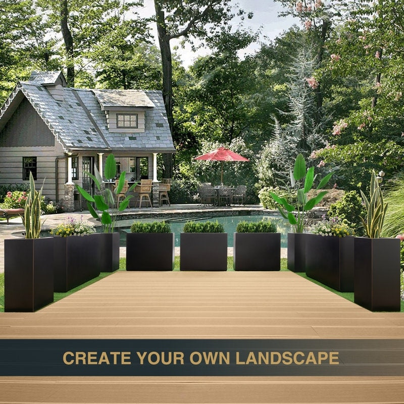 Grand bac à plantes métallique pour extérieur, 96,5 x 76,2 x 76,2 cm (LxlxH) - Bac à plantes séparateur en métal - 96,5 x 76,2 x 25,4 cm