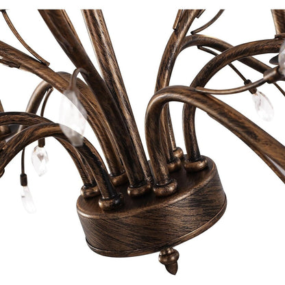 Suspension lumineuse en forme de bougie, style branche d'arbre rétro, avec cristaux, pour maison de campagne