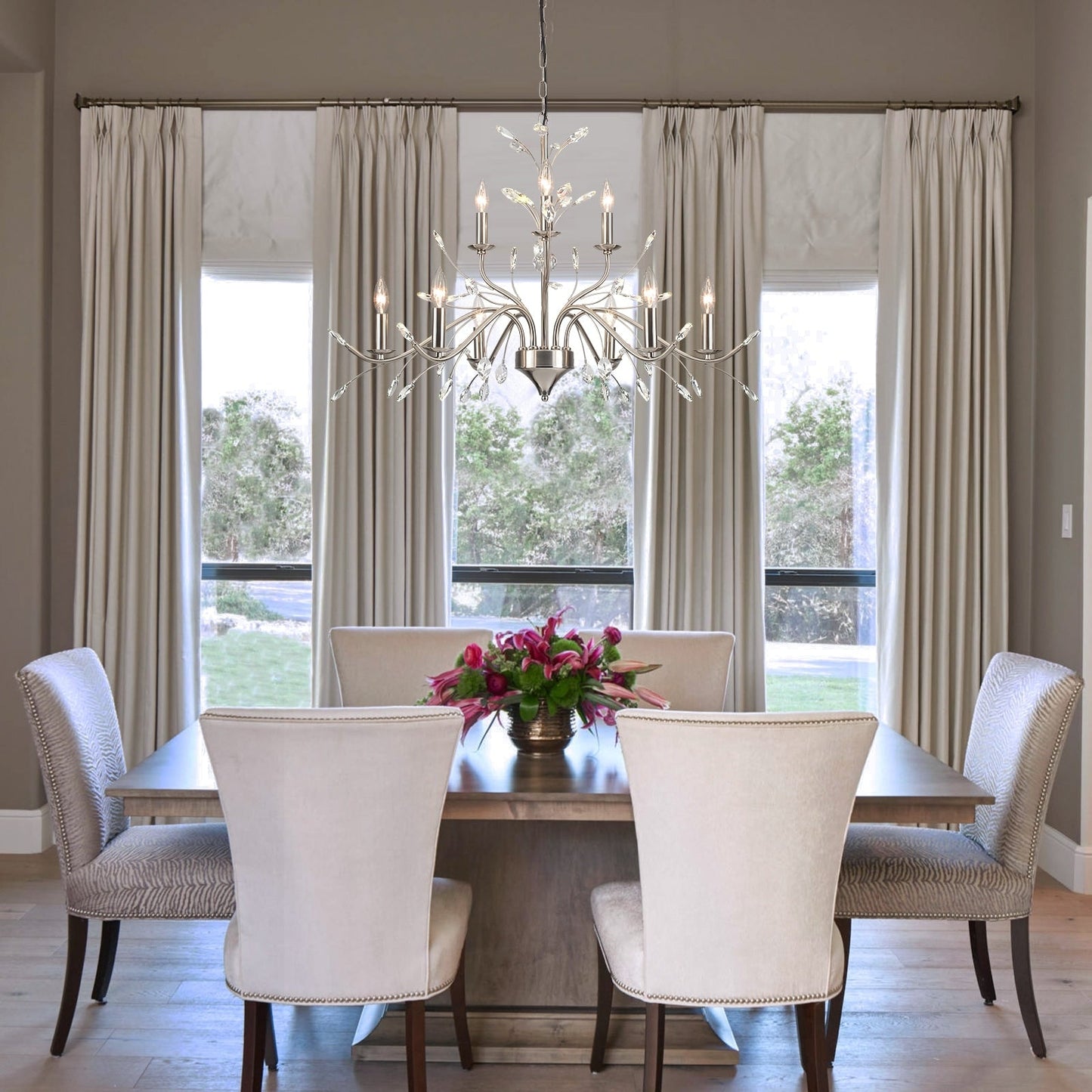 Suspension lumineuse en forme de bougie, style branche d'arbre rétro, avec cristaux, pour maison de campagne