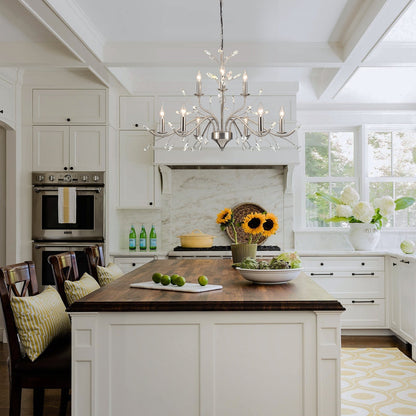 Suspension lumineuse en forme de bougie, style branche d'arbre rétro, avec cristaux, pour maison de campagne