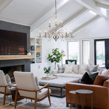 Suspension lumineuse en forme de bougie, style branche d'arbre rétro, avec cristaux, pour maison de campagne