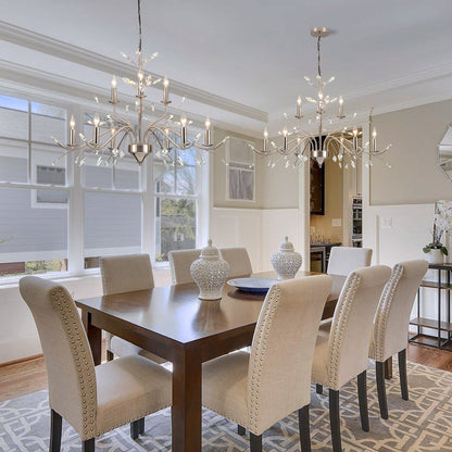 Suspension lumineuse en forme de bougie, style branche d'arbre rétro, avec cristaux, pour maison de campagne