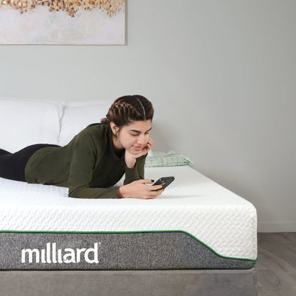 Milliard Matelas en mousse à mémoire de forme, 10 pouces, ferme, livré dans une boîte, soulage la pression, modèle classique