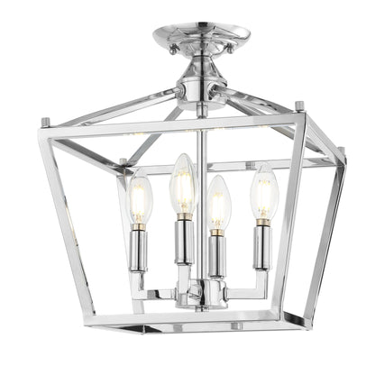 Milton Mini Lantern 4-Light Iron Modern Farmhouse LED Flush Mount, by JONATHAN Y