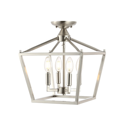 Milton Mini Lantern 4-Light Iron Modern Farmhouse LED Flush Mount, by JONATHAN Y