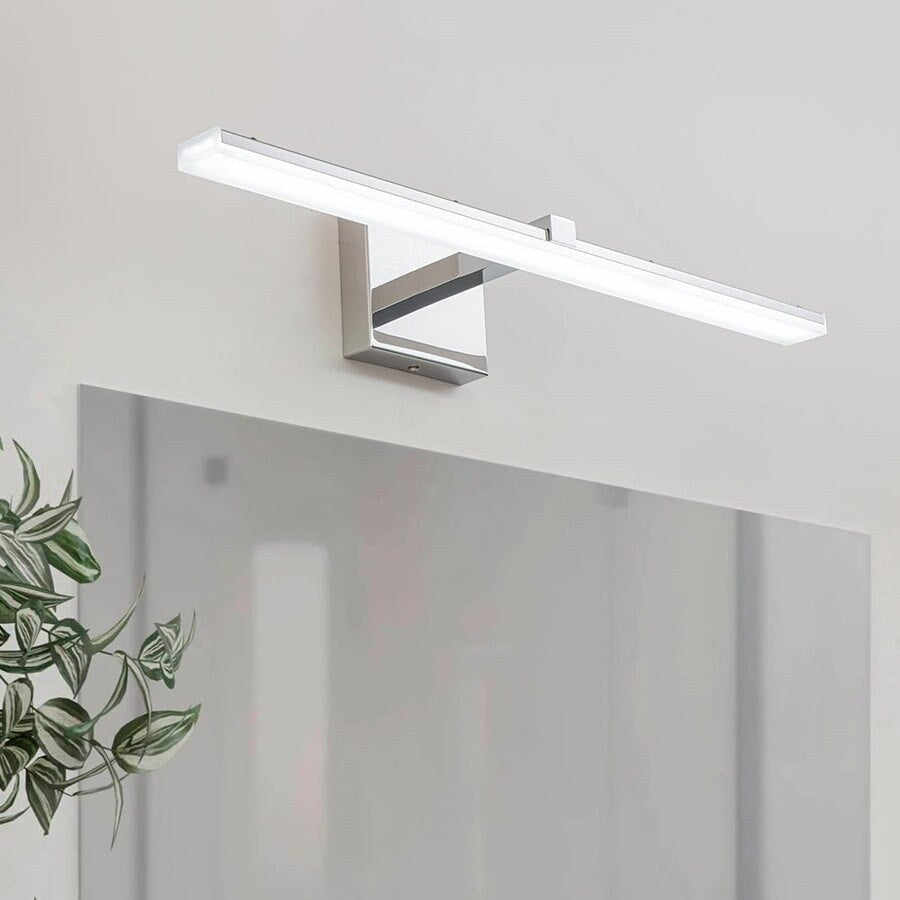 Barre lumineuse LED chromée à intensité variable, style minimaliste, pour meuble-lavabo
