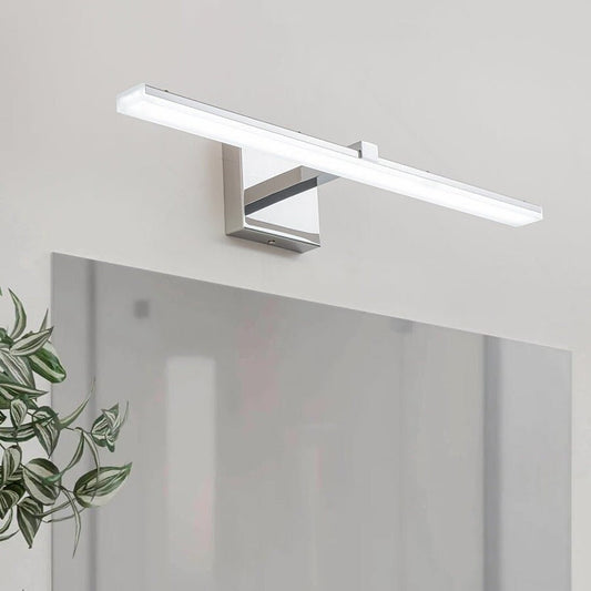 Barre lumineuse LED chromée à intensité variable, style minimaliste, pour meuble-lavabo