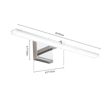 Barre lumineuse LED chromée à intensité variable, style minimaliste, pour meuble-lavabo