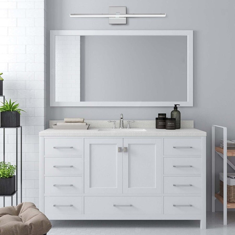 Barre lumineuse LED chromée à intensité variable, style minimaliste, pour meuble-lavabo