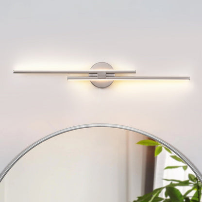 Minimalist 2-Light Dimmable LED Vanity Light Linear Metal Wall Sconce