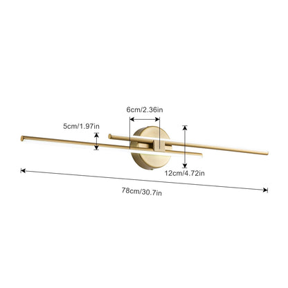 Minimalist 2-Light Dimmable LED Vanity Light Linear Metal Wall Sconce