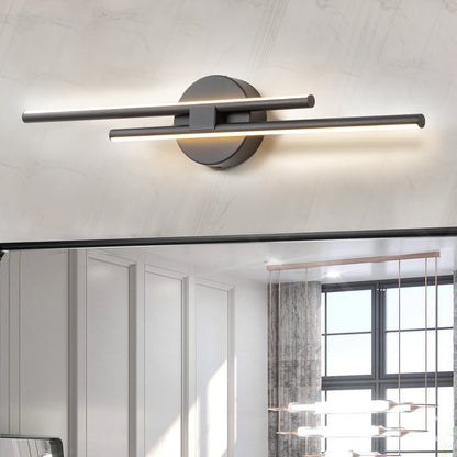 Minimalist 2-Light Dimmable LED Vanity Light Linear Metal Wall Sconce