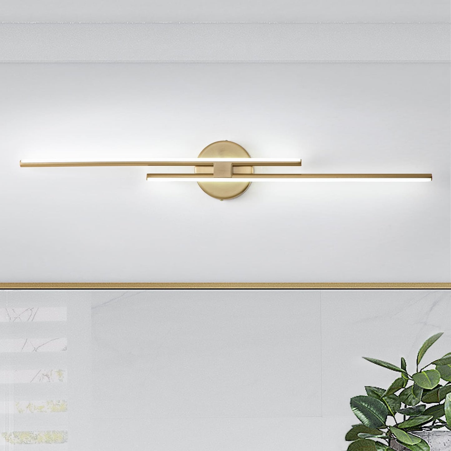 Minimalist 2-Light Dimmable LED Vanity Light Linear Metal Wall Sconce