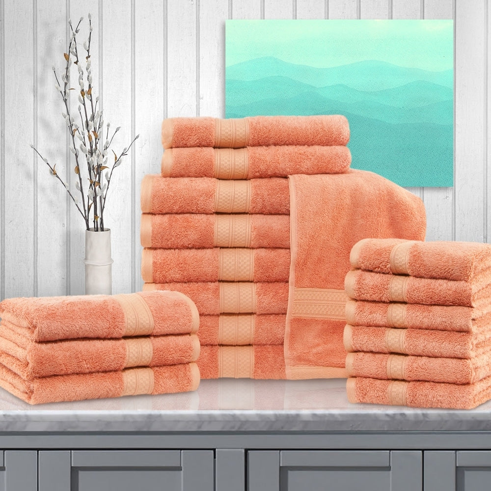 Superior Rayon from Bamboo and Cotton 18-Piece Towel Set (6 Bath, 6 Hand, 6 Face Towels)