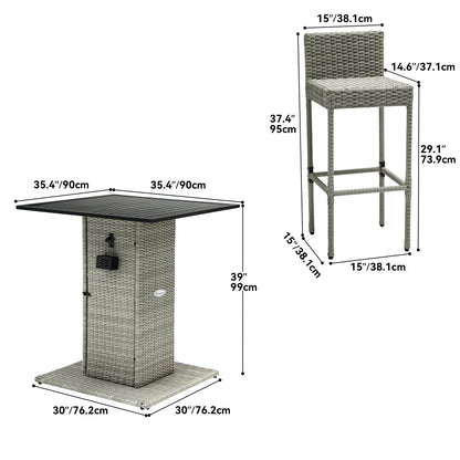 Moasis 5-Piece Outdoor Furniture Wicker Bar Set - 5 PCS