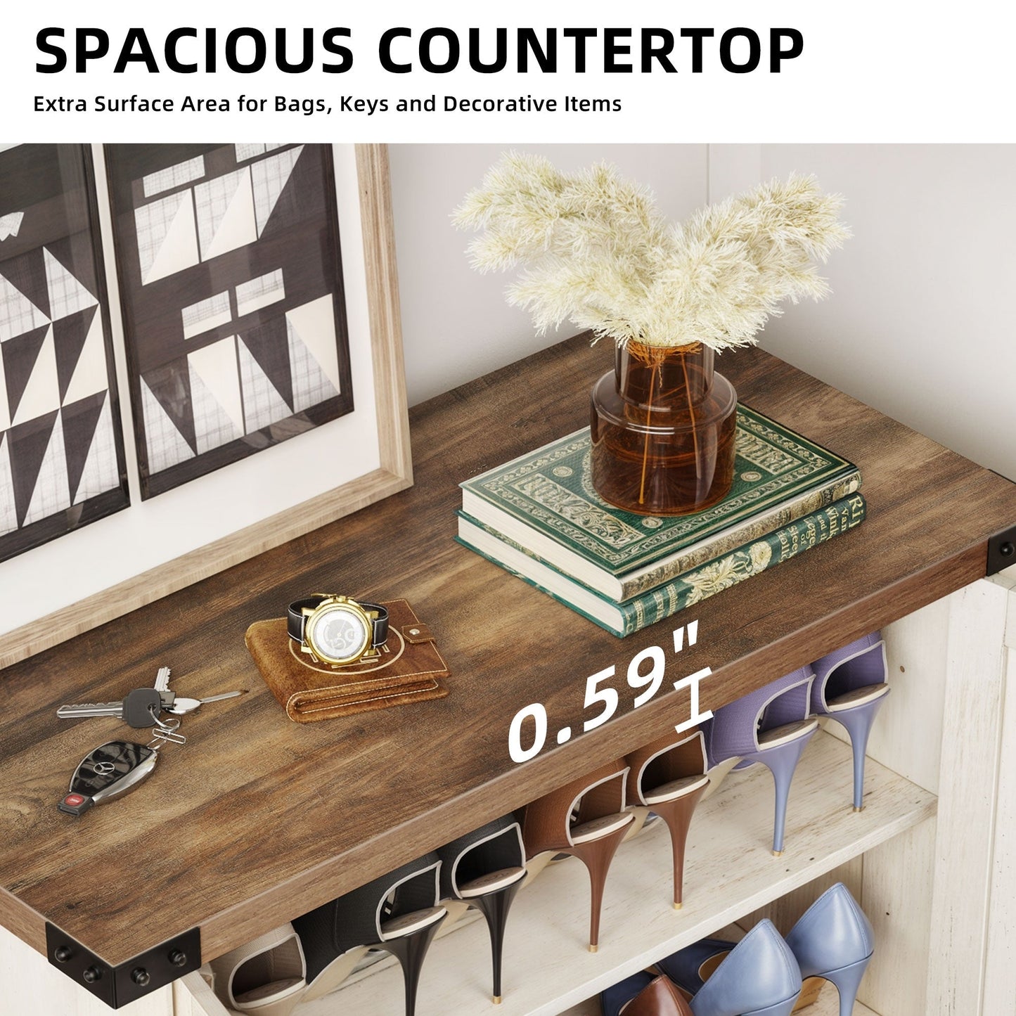 Meuble à chaussures Moasis à 5 niveaux et 20 paires avec portes doubles pour l'entrée