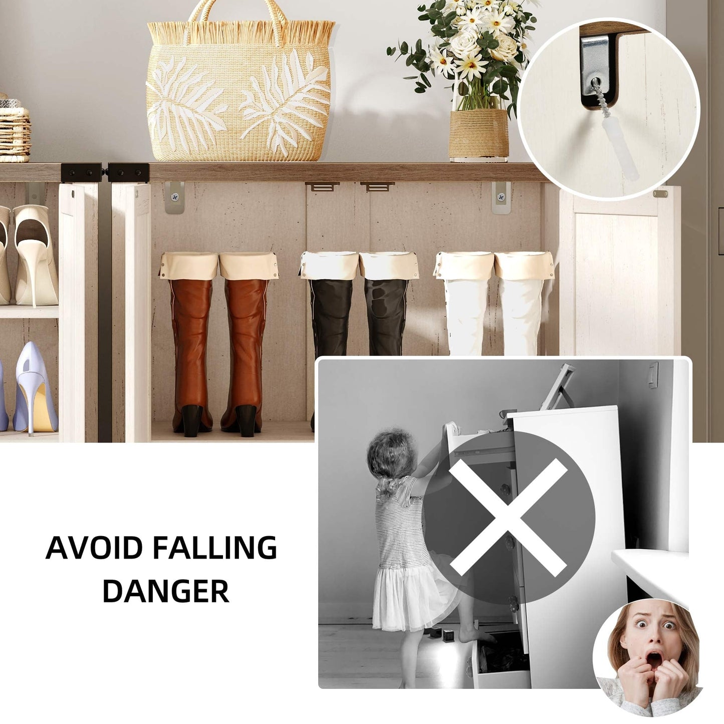 Meuble à chaussures Moasis à 5 niveaux et 20 paires avec portes doubles pour l'entrée