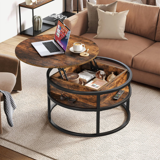 Moasis Round Lift Top Coffee Table with Hidden Storage