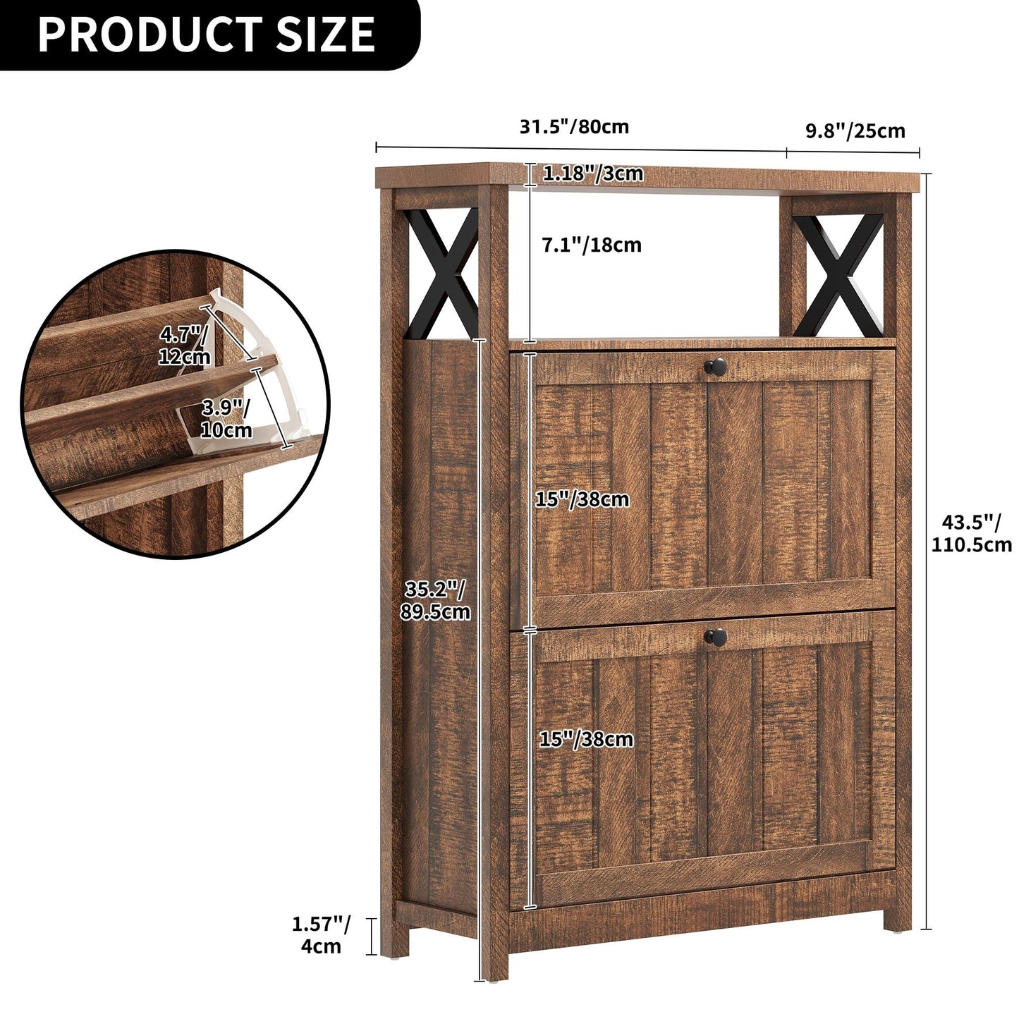 Meuble de rangement pour chaussures Moasis avec 2 compartiments pour entrée et couloir