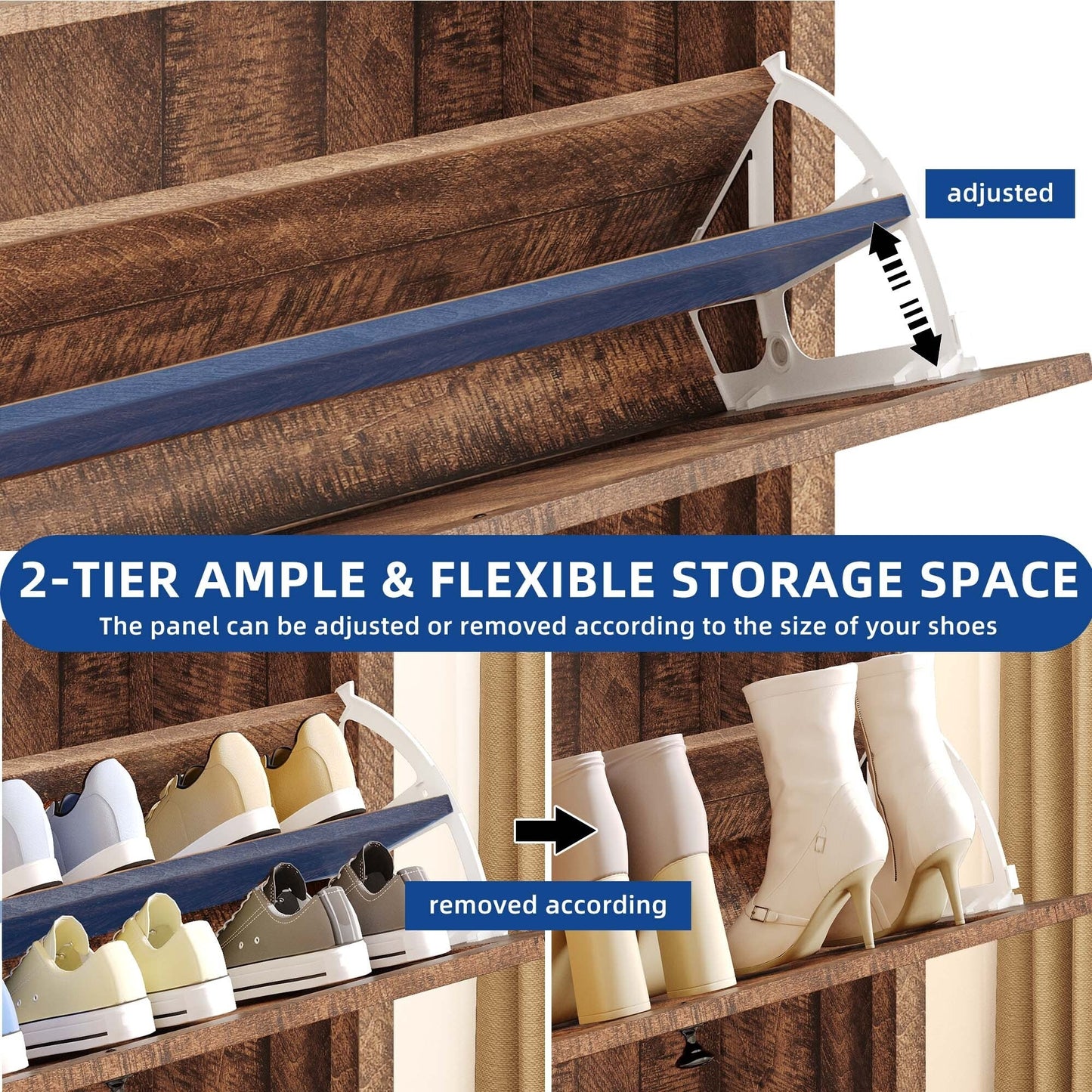 Meuble de rangement pour chaussures Moasis avec 2 compartiments pour entrée et couloir