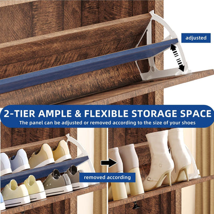 Meuble de rangement pour chaussures Moasis avec 2 compartiments pour entrée et couloir