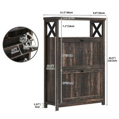 Meuble de rangement pour chaussures Moasis avec 2 compartiments pour entrée et couloir