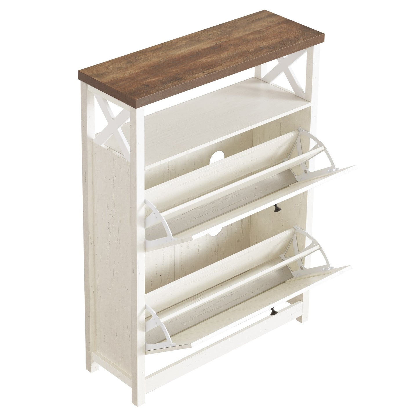 Meuble de rangement pour chaussures Moasis avec 2 compartiments pour entrée et couloir