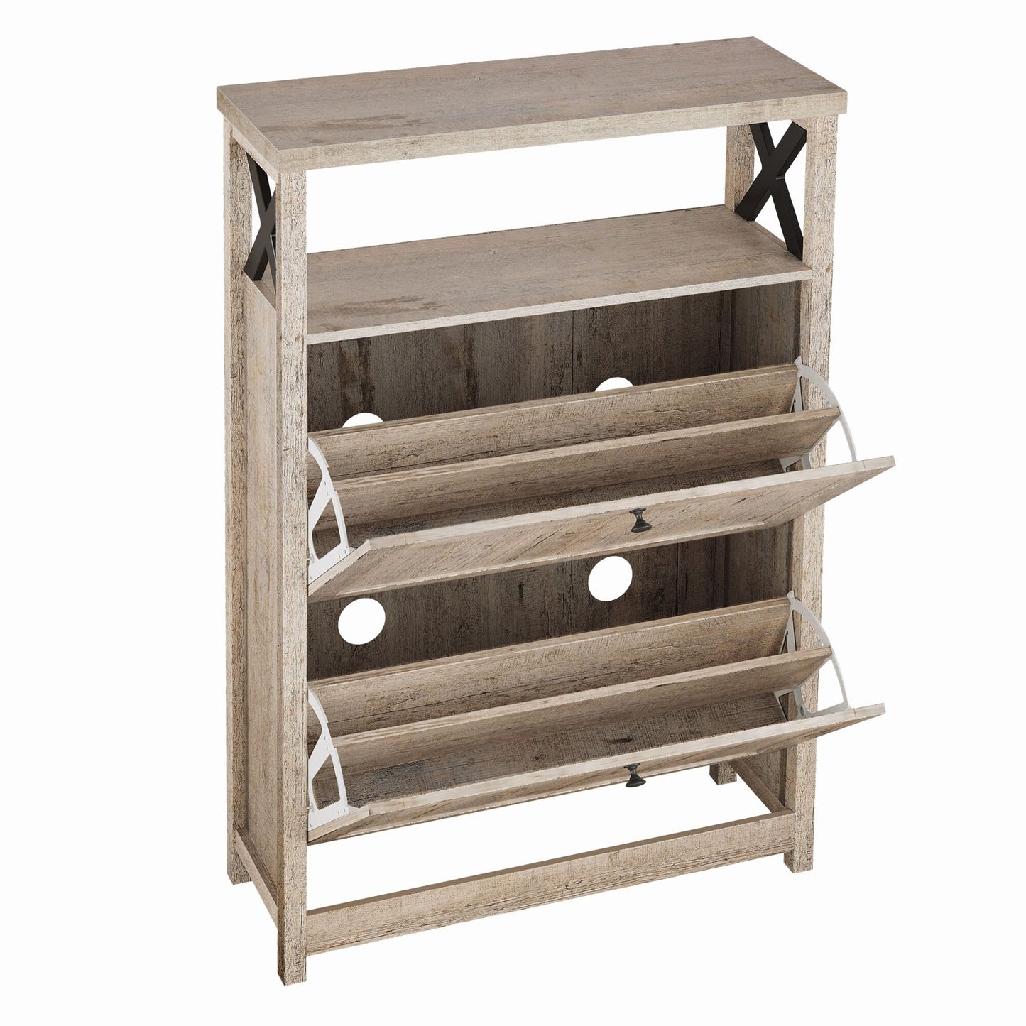 Meuble de rangement pour chaussures Moasis avec 2 compartiments pour entrée et couloir