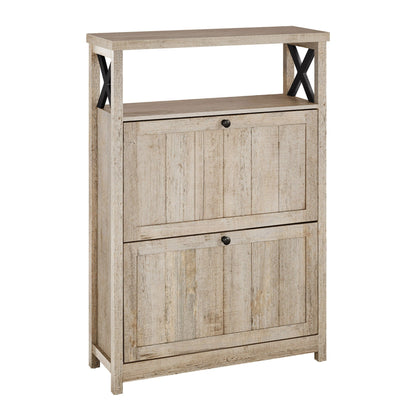 Meuble de rangement pour chaussures Moasis avec 2 compartiments pour entrée et couloir