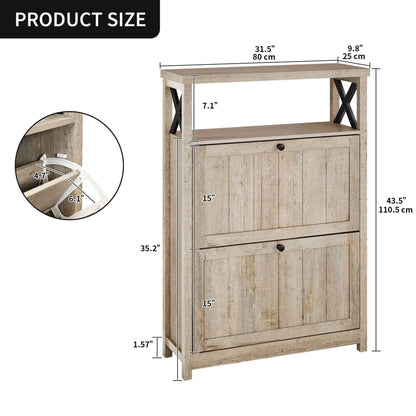 Meuble de rangement pour chaussures Moasis avec 2 compartiments pour entrée et couloir