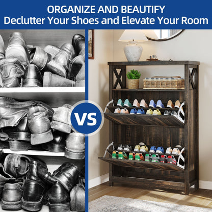 Meuble de rangement pour chaussures Moasis avec 2 compartiments pour entrée et couloir