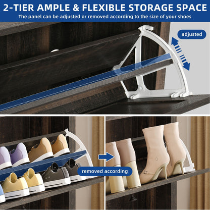 Meuble de rangement pour chaussures Moasis avec 2 compartiments pour entrée et couloir