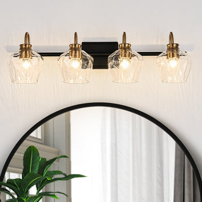 Appliques murales de salle de bain modernes à 3 ou 4 lumières, avec abat-jour en verre, et fonction de gradation.