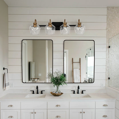 Appliques murales de salle de bain modernes à 3 ou 4 lumières, avec abat-jour en verre, et fonction de gradation.