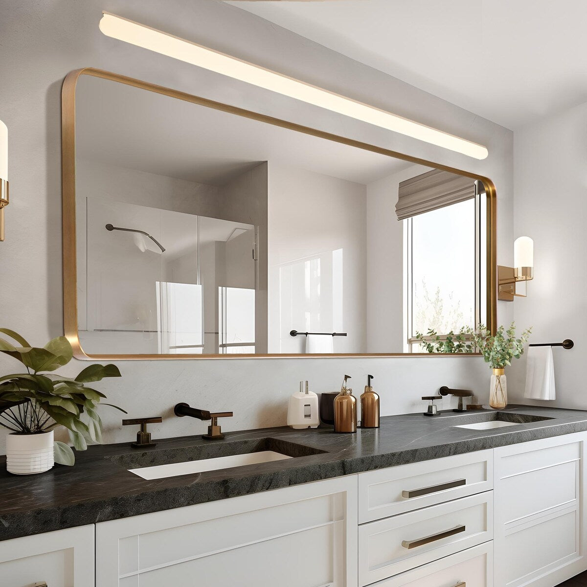 Grand miroir rectangulaire mural en alliage d'aluminium moderne - 71*28