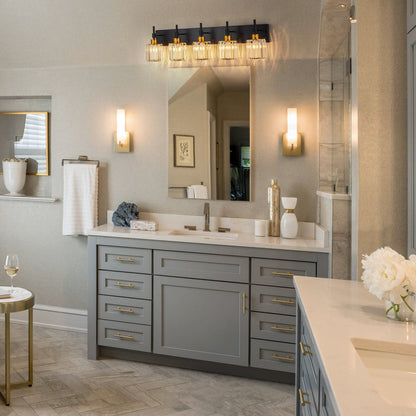 Appliques murales de salle de bain à cristaux, modernes et à intensité variable, avec abat-jours en cristal.