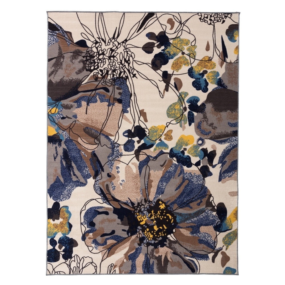 World Rug Gallery Modern Bright Flowers Non-Slip Area Rug Multi