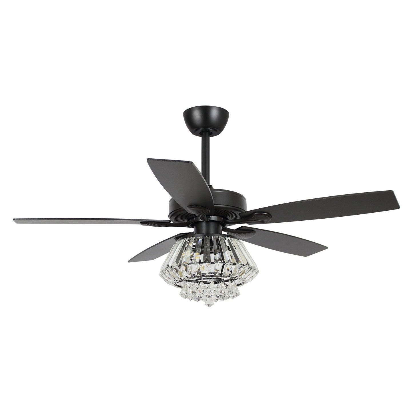 Ventilateur de plafond avec lustre en cristal chromé moderne de 52 pouces avec télécommande