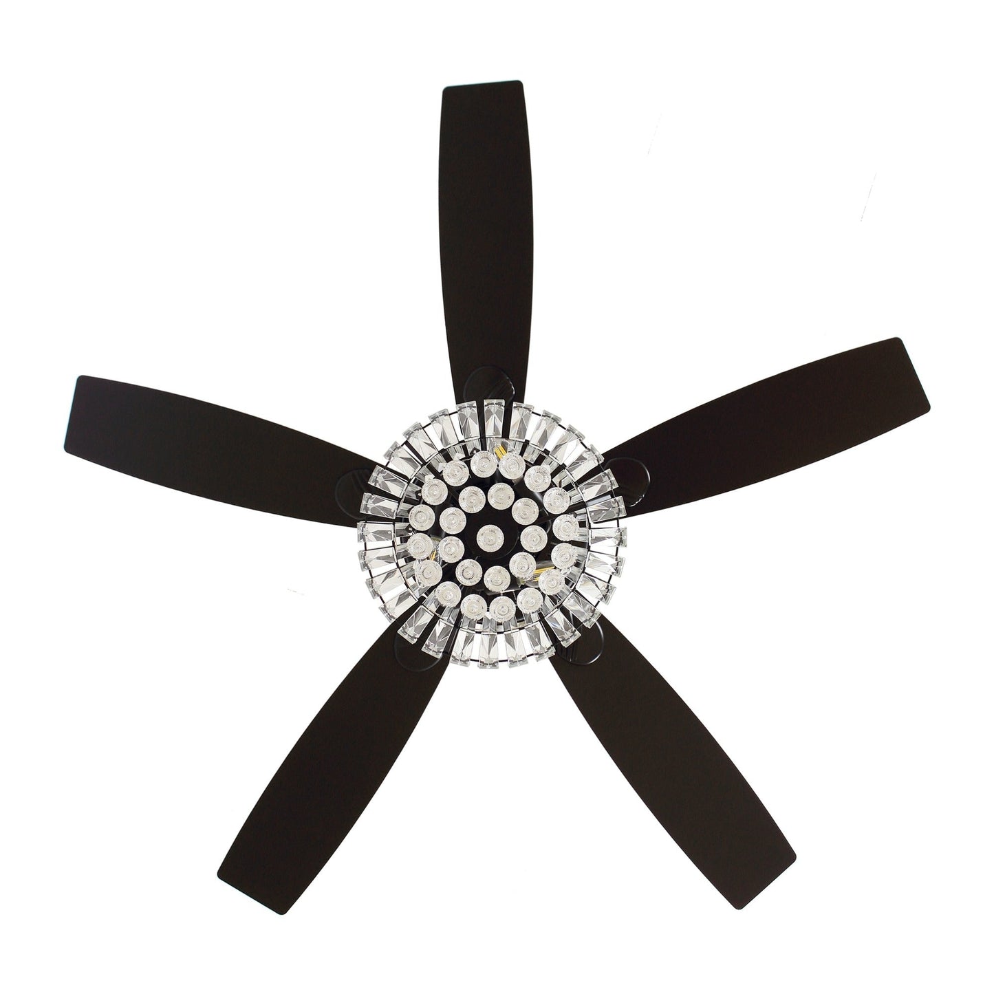 Ventilateur de plafond avec lustre en cristal chromé moderne de 52 pouces avec télécommande