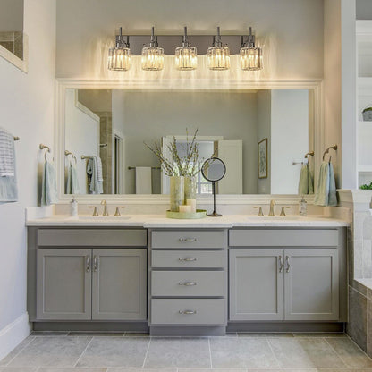 Appliques murales de salle de bain à cristaux, modernes et à intensité variable, avec abat-jours en cristal.