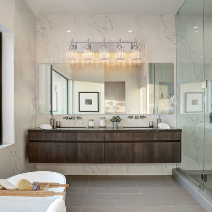 Appliques murales de salle de bain à cristaux, modernes et à intensité variable, avec abat-jours en cristal.